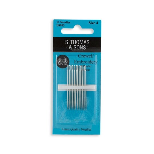 Hand Sewing Needles - Crewel / Embroidery --- Size 4 --- by S. Thomas & Sons®